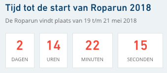 foto van tijd tot de start van roparun 2018, 2 dagen 14 uur en wat minuten